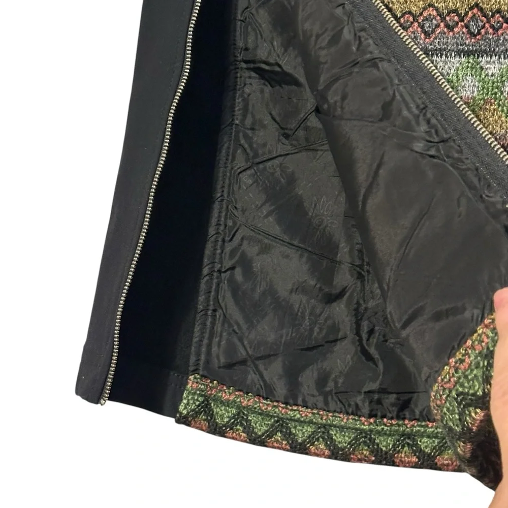 Skhoop Patsy Short Skirt Black Brown Green Woven Knit Sweden Scandinavian Size M - Picture 5 of 12